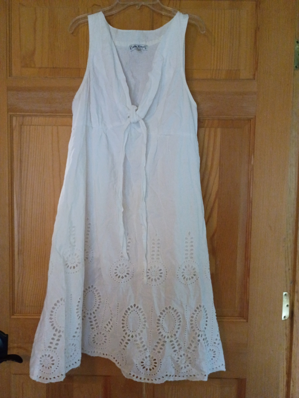 Claudia Richard White Eyelet Maxi Dress with Front Tie